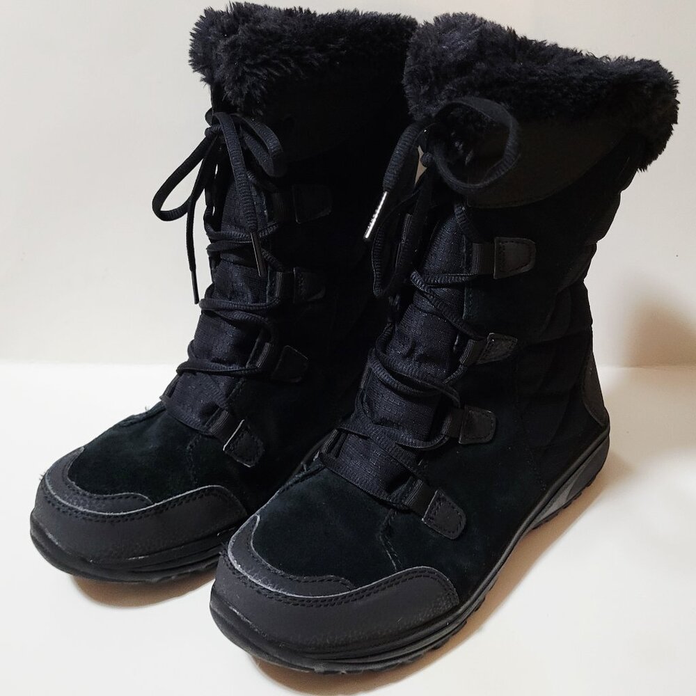 COLUMBIA Women's Ice Maiden ii Black Suede Thermal Winter Snow Boots Size 8